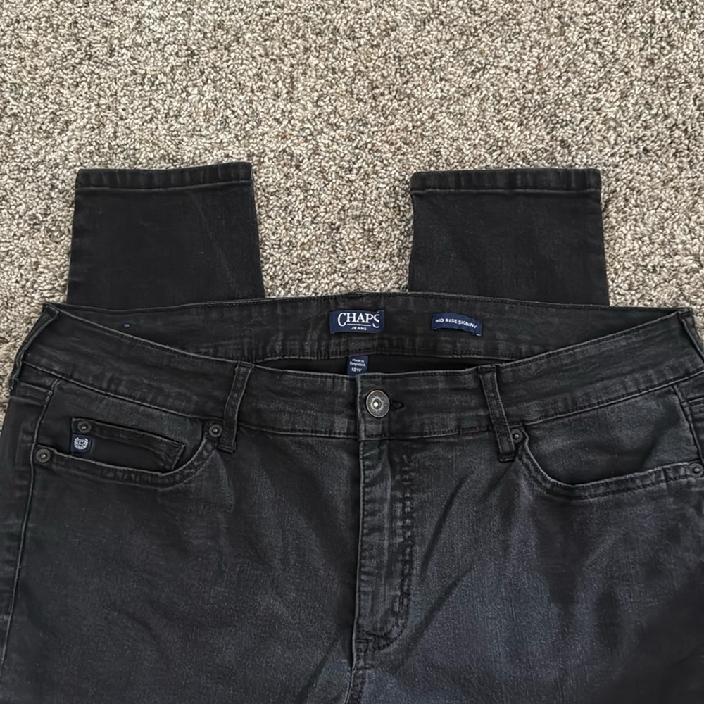 Chaps Jeans Womens Plus 18W Black Mid Rise Skinny Super Soft Stretch no tags guc